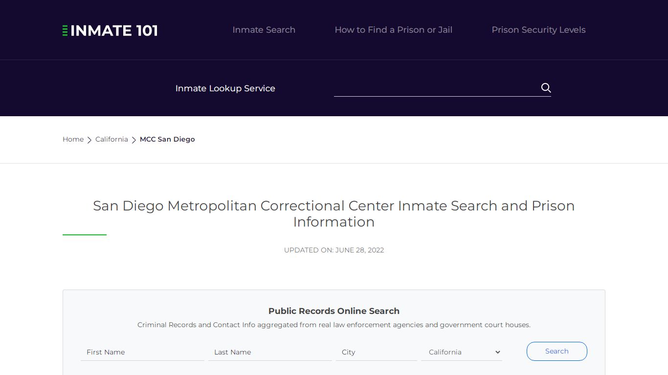 MCC San Diego Inmate Search | Lookup | Roster