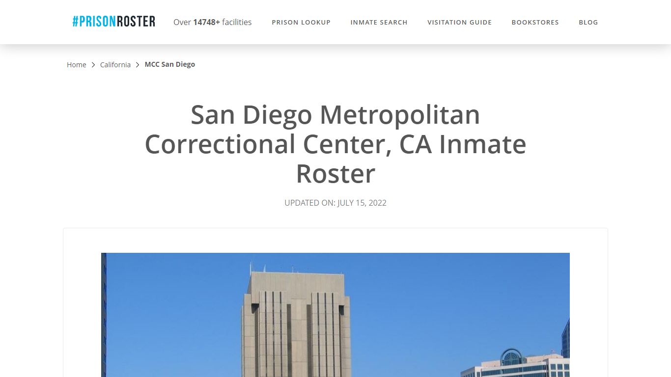 San Diego Metropolitan Correctional Center, CA Inmate Roster